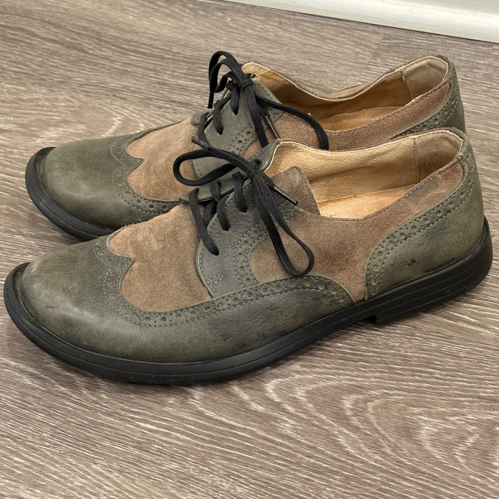 VTG Camper Gray Tan Leather Suede Brogue Wingtip Derby Oxford Shoes EU‎ 41 25847